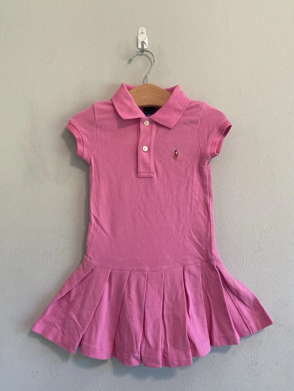 Vintage Ralph Lauren Pink Ruffle Polo Dress Girls 2T